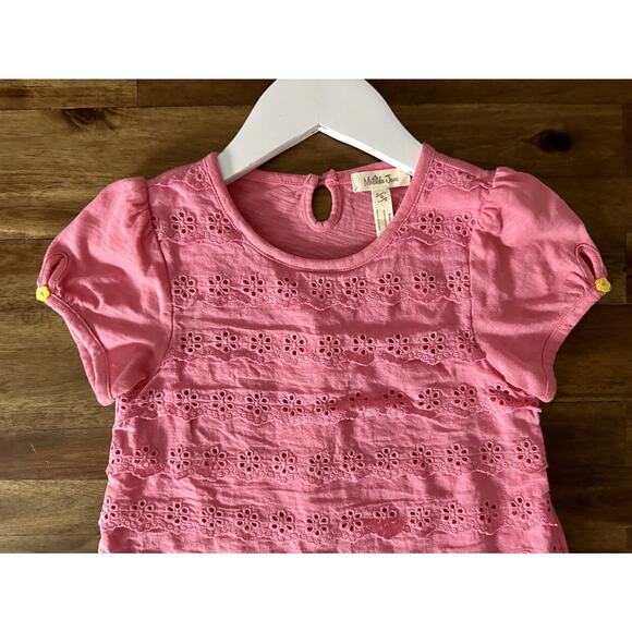 Matilda Jane Happy and Free Pink Coral Reef Short Sleeve Eyelet Lace Knit Top 6 - Picture 3 of 8